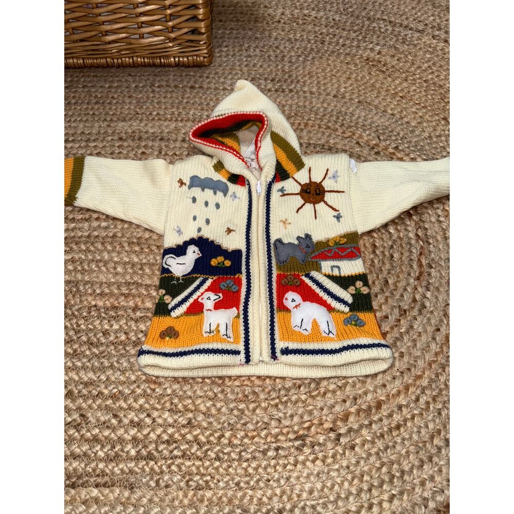 Mia Hand-Knit Wool Cardigan Sweater – Peruvian Artisan Made size 2 NEW